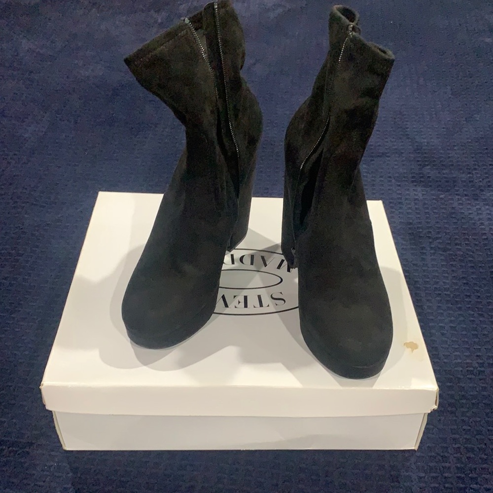 Black Suede Stardust Heel Bootie sz 10 women